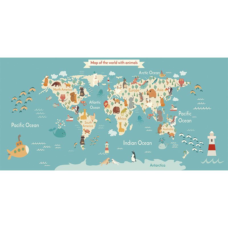 World Map Continents - Alfombra infantil con diseño de océanos, palma de  coco, velero, jirafa, alfombra pequeña, suave, cómoda, lavable