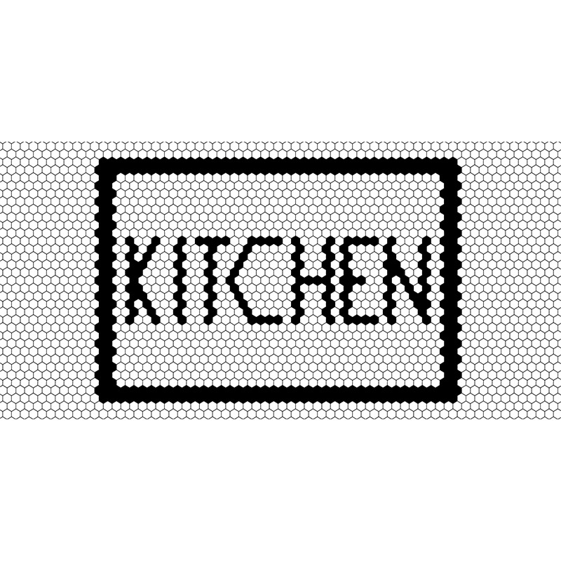 Alfombra de cocina negra con estampado utensilios 50x80 KITCHEN